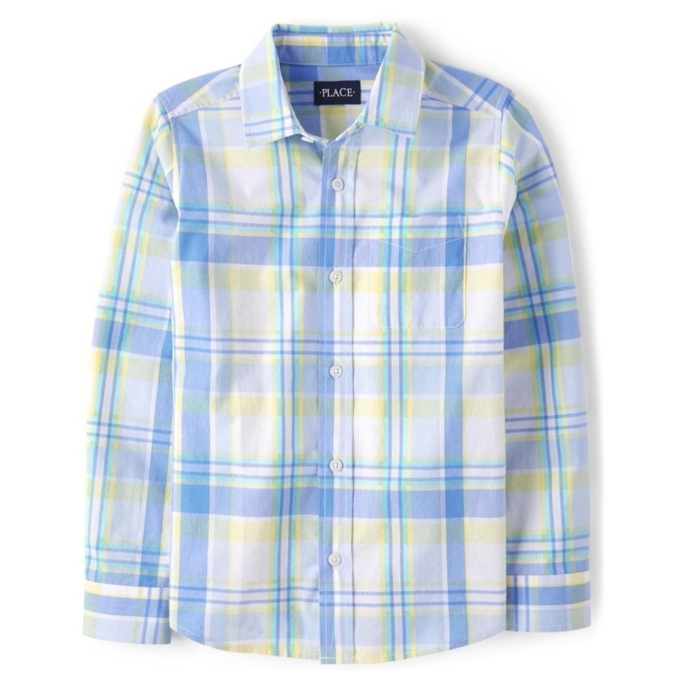 The Children's Place Toddler Poplin Short‎ Sleeve Button Down Shirt 18-24 M/M